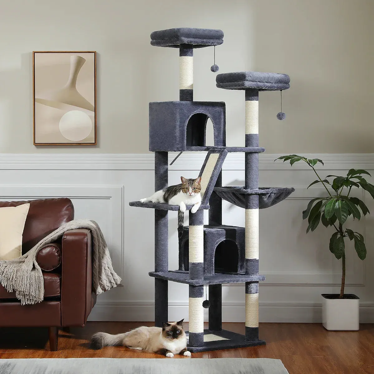 180CM Large Cat Tree Tower for Multi-Cat Households