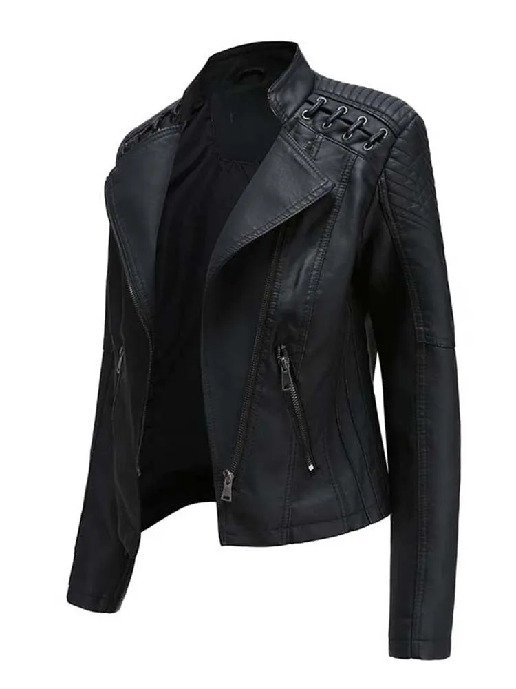 Long Sleeves Leather Jacket